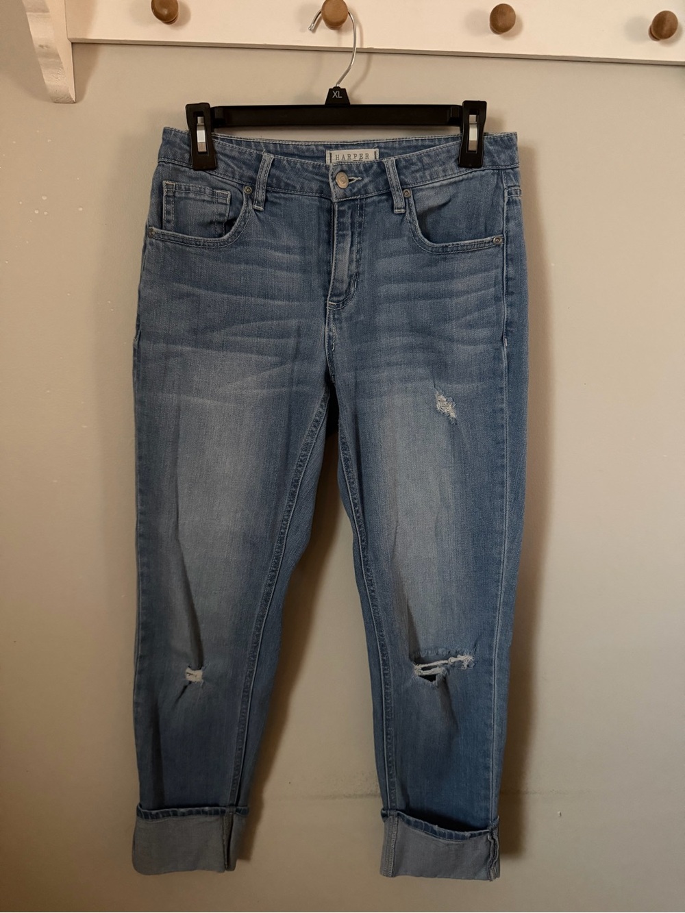 Harper Heritage Women’s Size 26 Straight Jeans Light Wash Distressed Cuffed